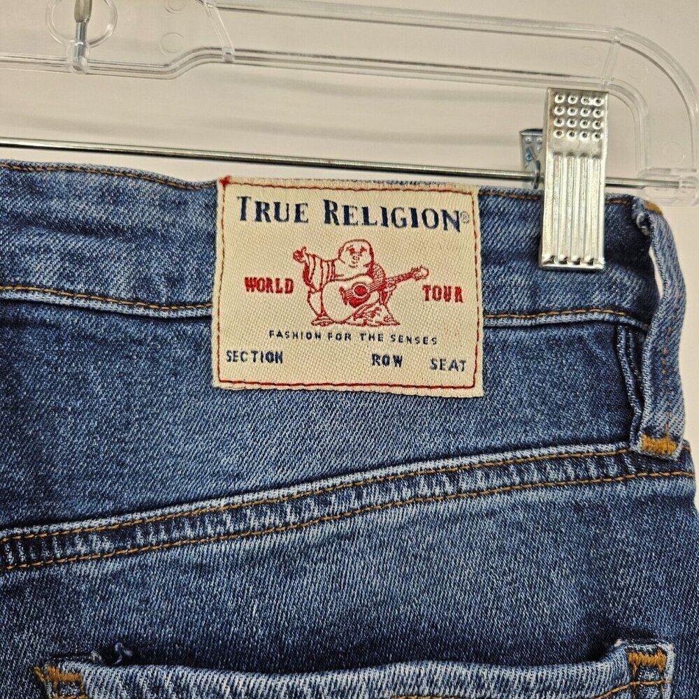 True Religion Starr High Rise Cropped Straight Leg Jeans Women’s Size 26 Ripped - Picture 6 of 13